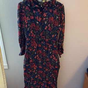 Per Una Black and Red Floral Long Sleeve Dress